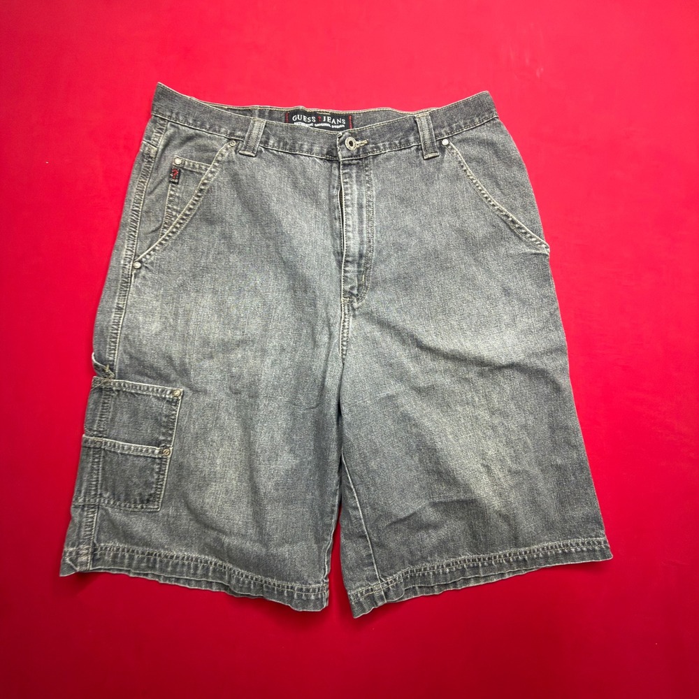 Guess Jeans Workwear Mens Carpenter Denim Shorts Black Faded D67-62W 34